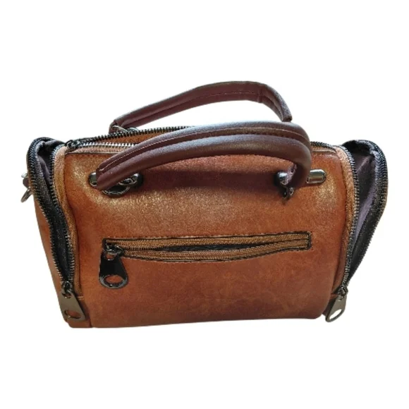 Elegant Brown Handbag with Floral Accent - Picture 5 of 8